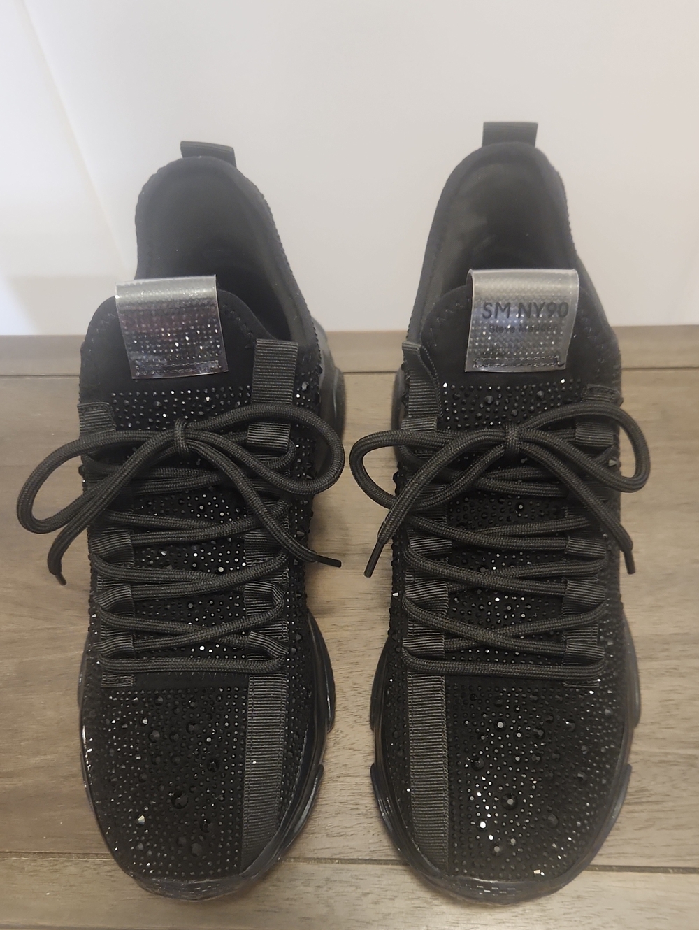 Steve Madden Black Crystal-Embellished Women's Sneakers